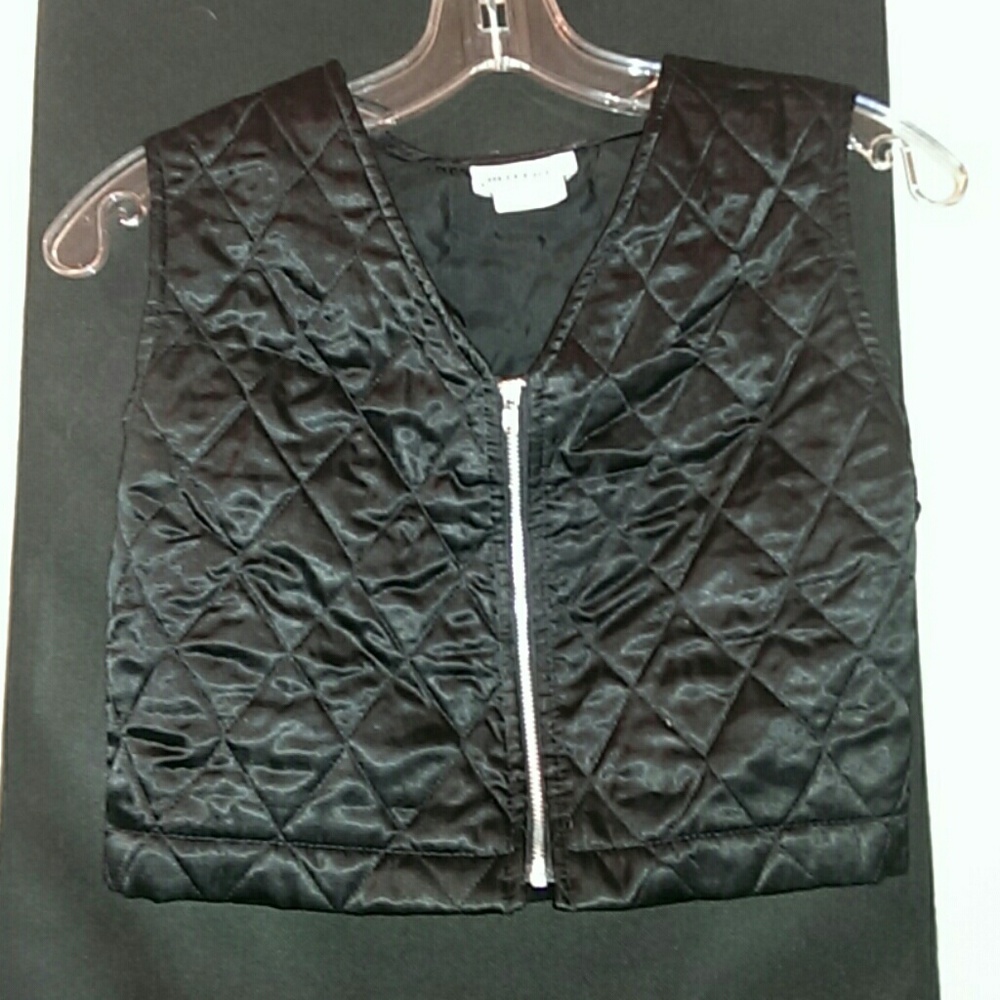 VINTAGE 90's Rave/Goth Satin Quilted Crop Vest/Top